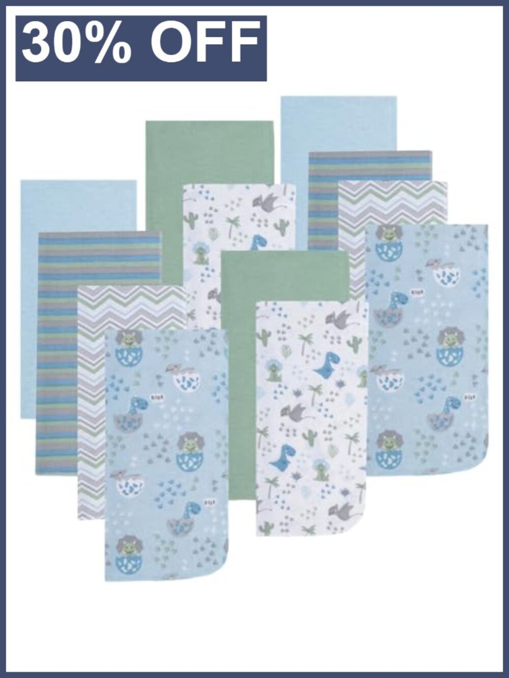 12-Pack Absorbent Cotton Burp Cloths for Baby Boy - Large Bundle